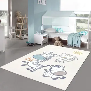 Teppich-Traum Kinderteppich Hochflor Giraffe Zebra Tiger Creme 160x230 cm | Kinderzimmer Teppich flauschig, pflegeleicht, robust, strapazierfähig, schadstofffrei, OEKO-TEX geprüft, 18 mm Flor