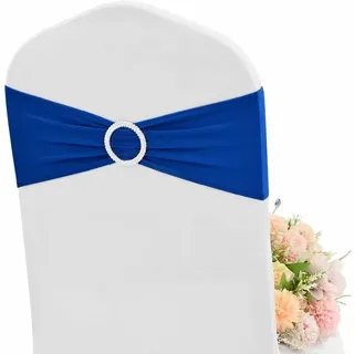 Set Mit 20 Stuhlhussen Und Stuhlschleifen Aus Spandex Mit Pailletten Und Elastischen Schleifen Für Hochzeiten, Bankette, Speisesäle Und Hotels – Königsblau