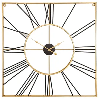 Ambia Home Wanduhr, Schwarz, Gold, Metall, 71x71 cm, Dekoration, Uhren, Wanduhren