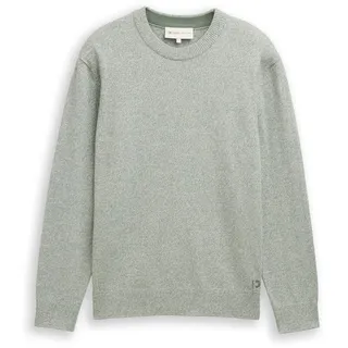 TOM TAILOR DENIM Herren Basic Strickpullover aus Baumwolle, grün, Meliert, Gr. S