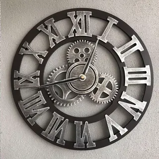 3d-retro-wanduhr Mit Zahnradmotiv, Retro-uhr Mit Römischen Ziffern, Europäische Steampunk-wohnzimmerdekoration