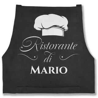 Schürze - Pizzaschürze Erwachsene - Ristorante di Name | Geschenk Pizza Zubehör | Pizzabäcker I Pizza Fan - 85x69 - Jeans Schwarz - pizzaschürzen koch personalisiertes mütze schürzen - 85x69