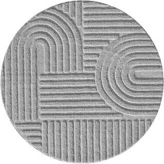 KADIMA DESIGN RIGI Hochflorteppich Ø 120 cm Silber