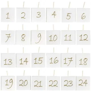 Chic Antique Adventskalender Kerzen 24 Stück, H3,5/L3,5/B3,5 cm antique weiß