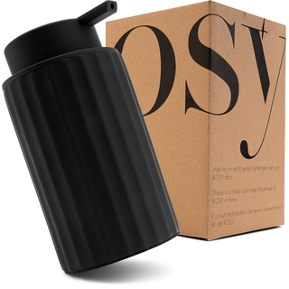 kosy - Seifenspender - Seifenspender Schwarz - Seifenspender aus Keramik schwarz matt - Stylisch und rutschfest mit Soft Touch - Moderner Flüssigseifenspender - Spülmittelspender