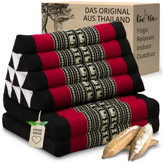 livasia Sitzsack Thaikissen 2 Auflagen, vegan und handgefertigt, 120x50x8cm, Kapok schwarz
