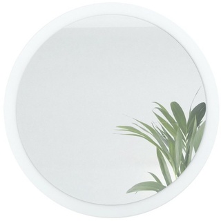 Vladon Wandspiegel Globe (dekorativer runder Spiegel, für Flur und Wohnzimmer mit MDF-Rahmen), in Weiß matt (80 cm Durchmesser) weiß
