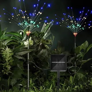 iFalarila 8 Modi Solar Gartenleuchten für außen mit 1200mAh Solarpanel - 240 LED Solarlichter Gartenstecker - Wasserdicht - Außenbeleuchtung für Garten und Fest Deko - 2er Pack Mehrfarbig