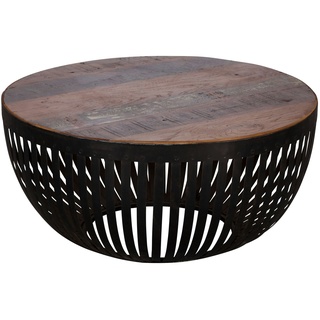 WOHNLING Couchtisch Tisch Holz Massiv / Metall Wohnzimmertisch Design Sofatisch