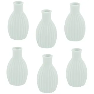 Mini Vase (6 STK.) Blumenvasen für die Tisch-Deko zur Hochzeit Taufe Konfirmation & Kommunion aus Keramik Farbe: Salbei grün Höhe 8,5cm
