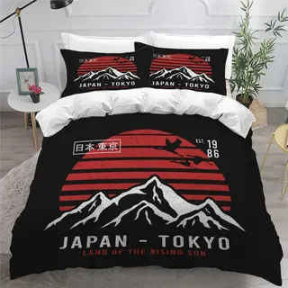 AOLIGL Bettwäsche Set 135x200 cm Japanische Anime Manga Bettwäsche Kinder Mädchen Teens 3 Stück Hypoallergen 100% Mikrofaser Bettbezug mit Reißverschluss Schlafkomfort Bettwäsche