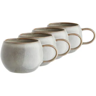 BUTLERS Tasse 350ml 4er Set COTTAGE Steinzeug Geschirr Kaffeetasse & Teetasse | Tasse für Cappuccino Latte Macchiato Kakao | Klassisch & charmant | Mikrowellen- & spülmaschinenfest