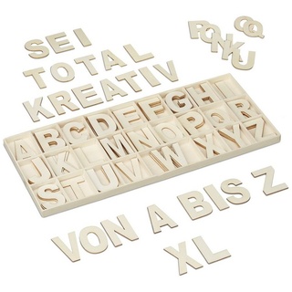 relaxdays Deko-Buchstaben XL Holzbuchstaben Set 104 tlg. beige