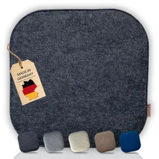 kontor28 - nachhaltiges Sitzkissen Stuhlkissen Rundad, handgefertigt Made in Germany, 37,5 x 37,5cm aus upcycling rPET Filz, Sitzauflage mit Polsterung-Outdoor geeignet & waschbar, dunkelgrau 1er Set