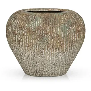 LuxusKollektion Dekovase Keramikvase Flach Ribbed Modern 17cm (1 St) bunt 10 cm x 17 cm x 20.5 cm
