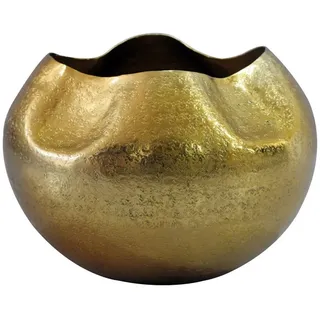 Wohnling Design-Tischvase Aluminium Gold, 30 cm rund, Unikat für Wohnzimmer