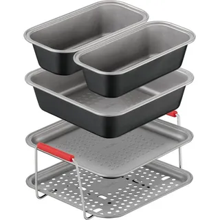Tefal Backform Dail'Easy, Backeinsatz für die Heißluftfritteuse, (Set 5-tlg), stapelbar, antihaftbeschichtet grau|schwarz|silberfarben