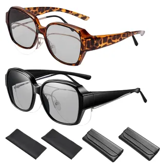 VgxRolq Sonnenbrille über normale Brille, Überzieh Sonnenbrille Damen, 6 Teiliges Set Überbrille für Brillenträger, Sonnenbrille über Brille, Ideal für Autofahrer und Outdoor Sport