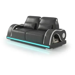 Xlmoebel Wohnlandschaft Schwarzes 2-Sitzer Sofa mit LED für modernes Wohnzimmerdesign, 1 Teile, Made in Europa schwarz