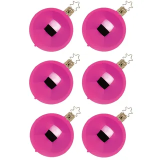 INGE-GLAS® Weihnachtsbaumkugel Christbaumkugel Set pink (6 St), mundgeblasen rosa