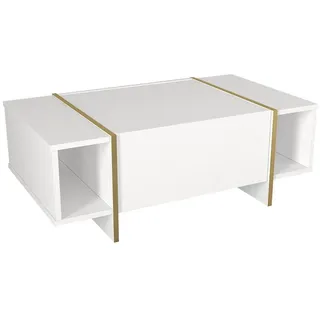 [en.casa] Couchtisch Tavak 104x60x38 cm Weiß/Gold [en.casa]