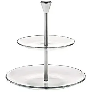 CRISTALICA Etagere 2-stöckig Klara Cup Cake Food Ständer 23cm Glas Metall klar