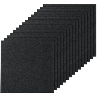 VEVOR Teppichfliesen zum Abziehen und Aufkleben, 61 x 61 cm, selbstklebende Teppichbodenfliesen, weich gepolsterte Teppichfliesen, DIY-Installation für Schlafzimmer, Wohnzimmer, (15 Stk., Schwarz)
