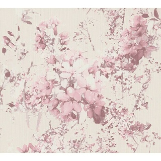 AS Creation Attractive Vliestapete Blume  (Rosa/Creme, Floral, 10,05 x 0,53 m)