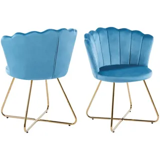 SalesFever Muschelstuhl Samt blau 2er Set