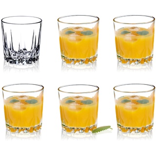 KADAX Trinkgläser aus hochwertigem Glas, 6er Set, Wassergläser, dickwandige Saftgläser, geriffelte Gläser für Wasser, Drink, Saft, Party, Cocktailgläser, Getränkegläser (niedrig, 300ml)