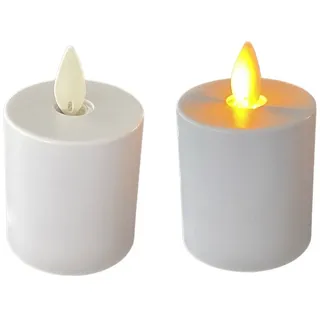 Coen Bakker Deco BV LED-Kerze (Set, 2-tlg), weiß 2-er Set bewegliche Flamme 4,5x8cm Timer weiß