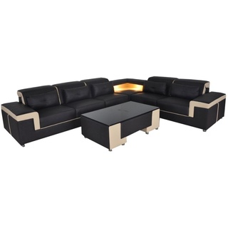 JVmoebel Ecksofa Ecke Leder Modern XXL Couch Wohnlandschaft Couchen Sofas Sofa L Form beige|schwarz