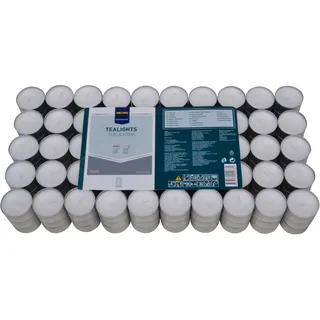 METRO Professional Teelichter, weiß, ohne Duft, 150 Stück, Großpackung, 6 Stunden Brenndauer, aus Paraffinwachs, für Stövchen, Deko, Gastronomie, Outdoor, Party und Windgläser, 37,5 mm Durchmesser