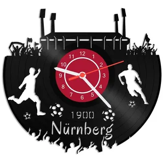 GRAVURZEILE Wanduhr Schallplattenuhr - Nürnberg Vereinsliebe - Fußball - schwarz