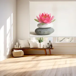 Blindecor Digital | Rollo transparent Bedruckt | Familie Zen| Modell Z-REDFLOW | 150 x 180 cm (Breite x Höhe) | Stoffgröße 146 x 175 cm | Fensterrollos