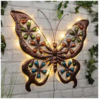 Profigarden LED-Solar-Wandlicht "Schmetterling" in Braun - (L)61 x (B)52 cm