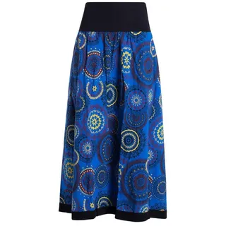 Vishes Maxirock Langer Damen Herbst-Rock Herbströcke Bunt mit Mandalas bedruckt Hippie, Festival, Boho Style blau 32-34