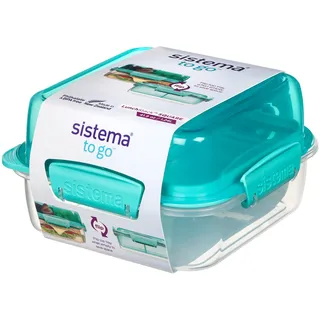 Sistema LunchStack TO GOquadratische Brotdose Kinder mit Fächern | 1,24 L Bento Lunchbox Lebensmittelbehälter | türkis [21610-53C]