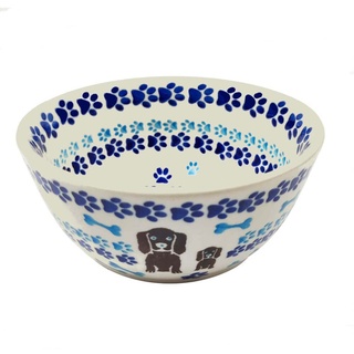 Bolky Blue Schüssel Ø15,5cm Handgemacht Bunzlauer Keramik Müslischale Salatschüssel für Snack Reis Eis Nudeln Hochwertige Geschenkideen für Kinder Frauen Männer zum Geburstag Dekor Hundefamilie