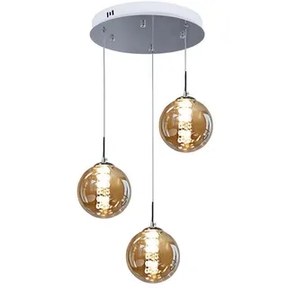 ZMH Led-Hängeleuchte, Grau, Glas, Rund, 30x150x30 cm, Lampen & Leuchten, LED Beleuchtung, LED-Hängeleuchten