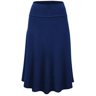 Graceyo Damen Rock Lange Elastischer Strertchy Maxi Rock Einfarbig Täglich Midirock A Linie Faltenrock Elegant Röcke Freizeitrock Damen Hohe Taille Retro Swing Rock Casual Skirt