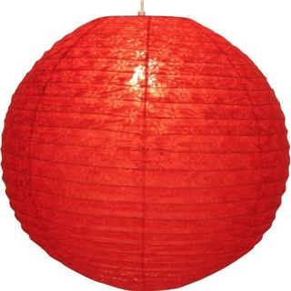 GURU SHOP Runder Lokta Papierlampenschirm, Hängelampe Coronada - Ø 50 cm Rot, Lokta-Papier, Asiatische Lampenschirme aus Papier & Stoff