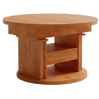 designimpex Couchtisch DA-999 rund ausziehbar höhenverstellbar mit Schublade Wohnzimmer Tisch, Funktionstisch, Wohnzimmertisch, Tisch, Esstisch, Sofatisch rot