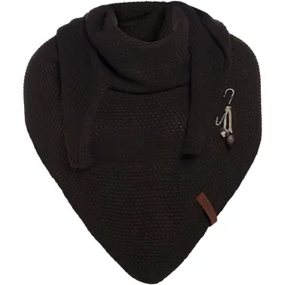 KNIT FACTORY - Dreiecksschal Coco - Damen Strickschal mit Wolle - Umschlagtuch für den Herbst und Winter - Winterschal - Dreieckstuch - Hochwertige Qualität - XXL Schal - 190 x 85 cm - Dunkelbraun - 190x85 cm