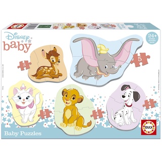 Educa - Disney, Baby Puzzleset mit 5 Puzzles für Kinder ab 24 Monaten, Bambi, Dumbo, 101 Dalmatiner, Aristocats, König der Löwen (18591)