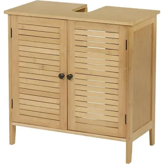 EUGAD Waschbeckenunterschrank (1-St) mit 2 Türen 60x30x60cm Bambus beige