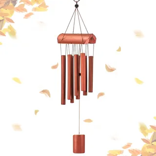 QMAHA Bambus Windspiele für Draußen Hängend, 8 Rohre Holz indspiel 65cm Glockenspiel Garten Windspiele, Klangspiel für Drinnen und Draußen, Wind Chimes Deko für Zimmer Balkon Garten(Braun)