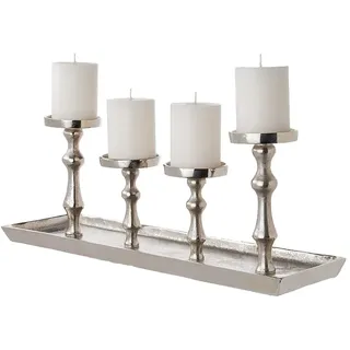 Butlers Deko-Tablett  mit Kerzenhaltern in Silber | Gr.: onesize