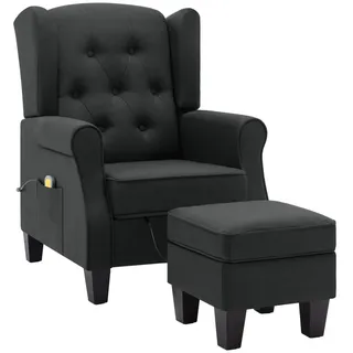 vidaXL Massagesessel Stoff 68 x 94 x 78 cm dunkelgrau mit Hocker