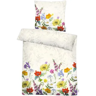 APELT Fiora Floral Satin Mehrfarbig 135 x 200 cm + 80 x 80 cm